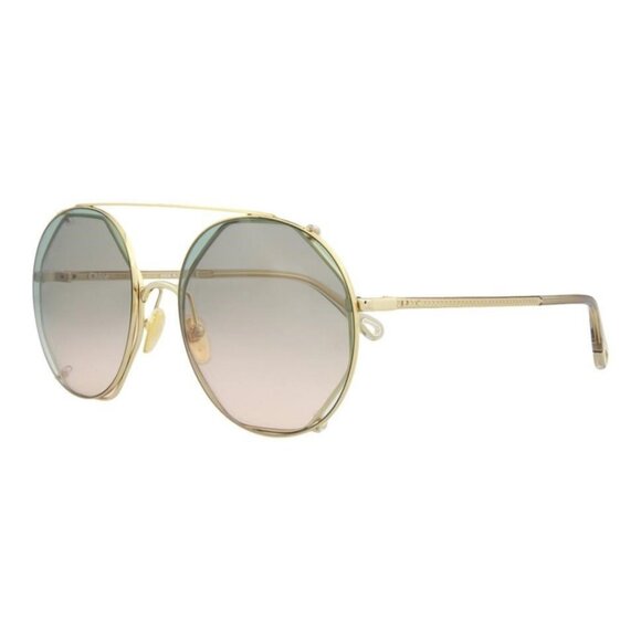 Chloé Womens Round/Oval Gold Havana Green Fashion Designer Eyewear - Picture 1 of 4